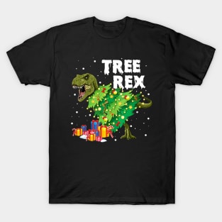 Tree Rex Dinosaur Christmas Tree Costume Gift Boys Girls Kid T-Shirt